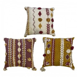 Възглавница DKD Home Decor Бял Кестен Горчица (40 x 15 x 40 cm) (3 броя) - Възглавници