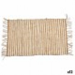 Килим Бял Естествен Райета 60 x 1 x 90 cm (12 броя) Килим Бял Естествен Райета 60 x 1 x 90 cm (12 броя) - Спално бельо