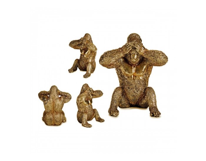 Декоративна фигурка Горила 9 x 18 x 17 cm Златен