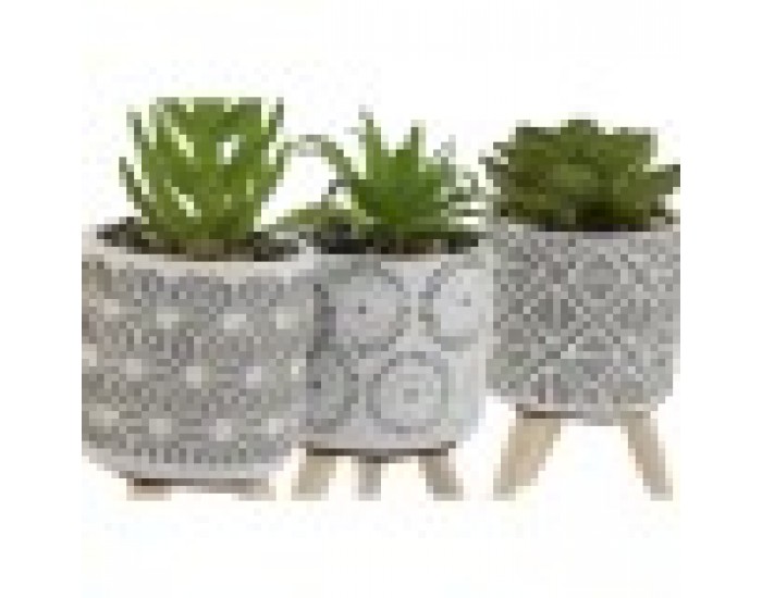 Декоративно Растение Home ESPRIT полиетилен Цимент 6,5 x 6,5 x 11 cm (3 броя)