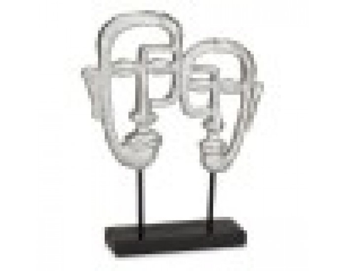 Декоративна фигурка Лице Сребрист Полирезин (27 x 32,5 x 10,5 cm)