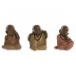 Декоративна фигурка Home ESPRIT Оранжев Корал Верде Лимон Смола Монах Ориенталски 8,5 x 7 x 9,7 cm (3 броя) - Сувенири, Подаръци, Свещи