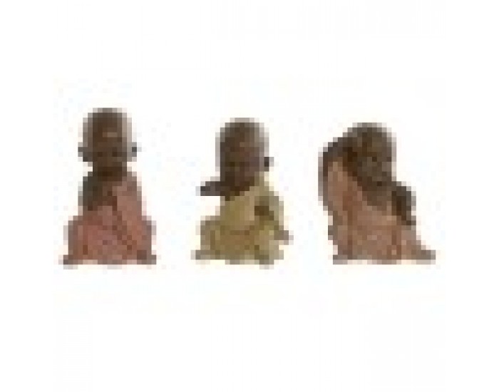 Декоративна фигурка Home ESPRIT Оранжев Корал Верде Лимон Смола Монах Ориенталски 8 x 5,5 x 12,7 cm (3 броя)