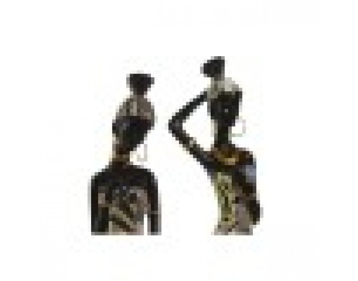 Декоративна фигурка Home ESPRIT Многоцветен Африканка 9 x 7 x 16,5 cm (2 броя)