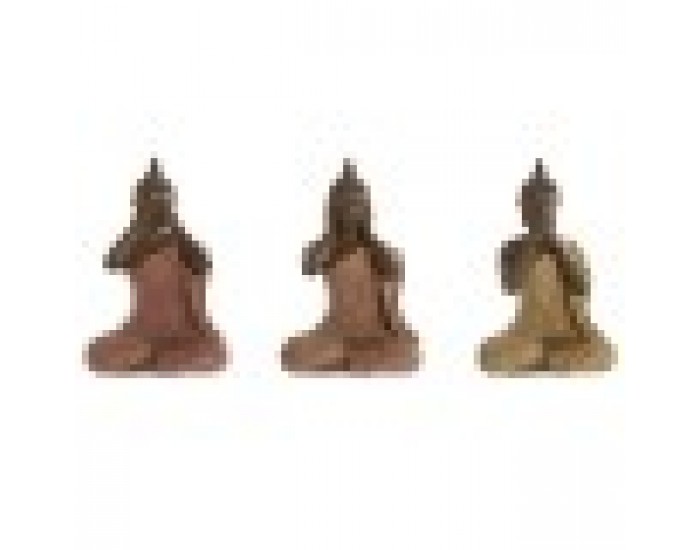 Декоративна фигурка Home ESPRIT Оранжев Корал Верде Лимон Смола Буда Ориенталски 9 x 6 x 13 cm (3 броя)