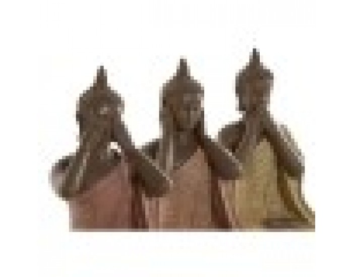 Декоративна фигурка Home ESPRIT Оранжев Корал Верде Лимон Смола Буда Ориенталски 9 x 6 x 13 cm (3 броя)