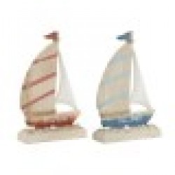 Декоративна фигурка Home ESPRIT Син Червен Естествен Платноходка 15 x 4,5 x 23,5 cm (2 броя) - Сувенири, Подаръци, Свещи