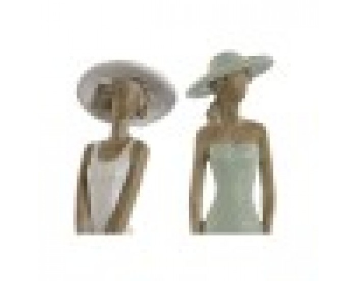 Декоративна фигурка Home ESPRIT Бял Зелен Дама 7,5 x 7,5 x 30 cm (2 броя)