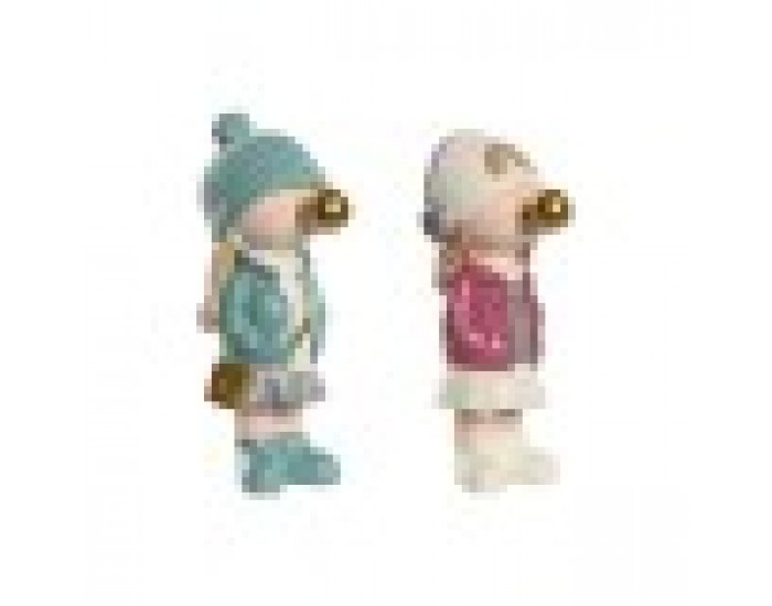 Декоративна фигурка Home ESPRIT Розов цвят тюркоаз Златен 8 x 10 x 20 cm (2 броя)