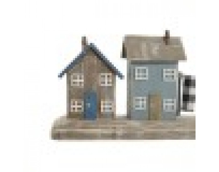 Декоративна фигурка Home ESPRIT Син Червен Многоцветен Къщи 25,5 x 9 x 13,5 cm (2 броя)