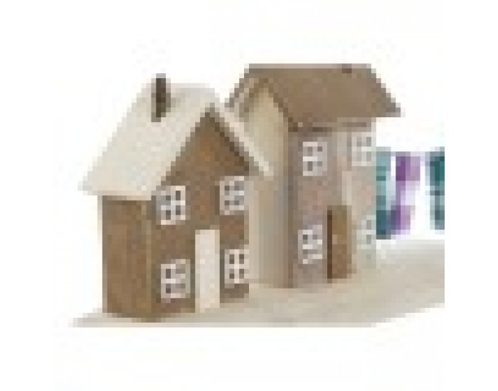 Декоративна фигурка Home ESPRIT Син Червен Многоцветен Къщи 25,5 x 9 x 13,5 cm (2 броя)