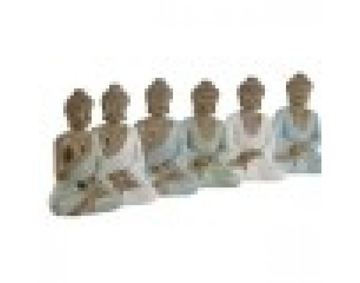 Декоративна фигурка Home ESPRIT Бял Зелен цвят тюркоаз Буда Ориенталски 6 x 4 x 8,5 cm (6 броя)
