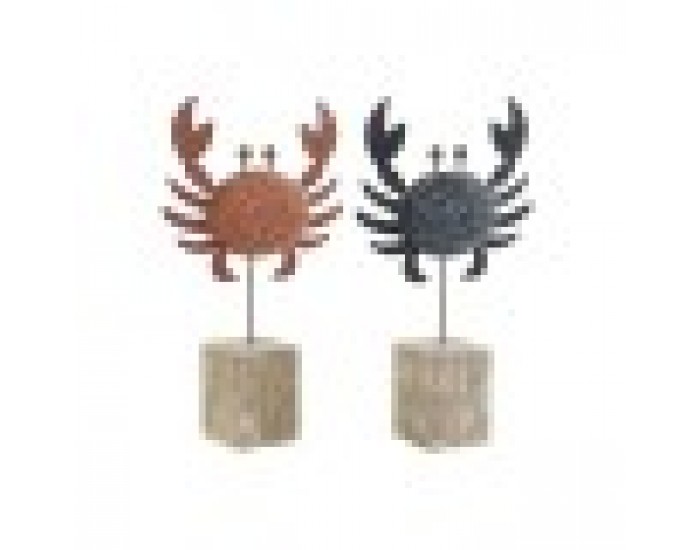 Декоративна фигурка Home ESPRIT Син Червен Естествен Рак 17,5 x 6 x 29 cm (2 броя)