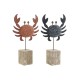 Декоративна фигурка Home ESPRIT Син Червен Естествен Рак 17,5 x 6 x 29 cm (2 броя)