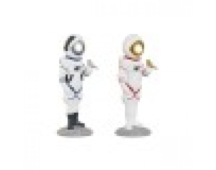 Декоративна фигурка Home ESPRIT Син Бял Червен Сребрист Дама Астронавт 10 x 11 x 29 cm (2 броя)