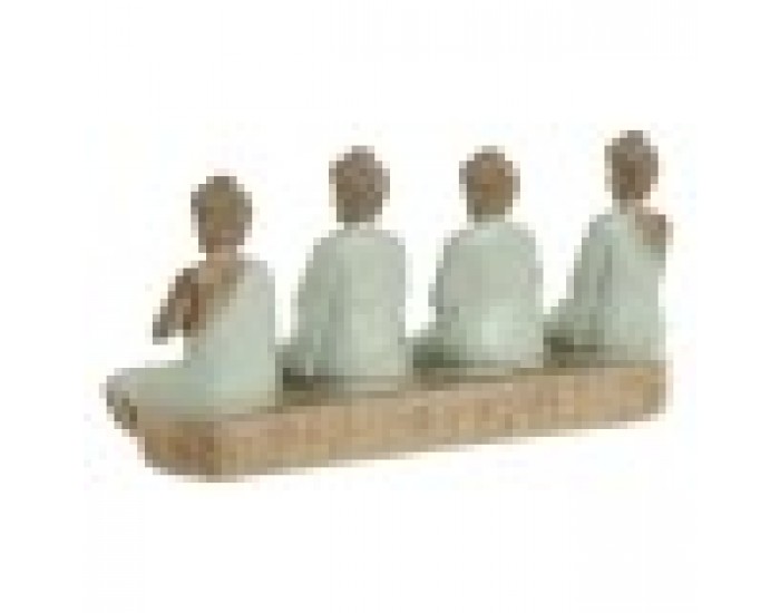 Декоративна фигурка Home ESPRIT Бял Зелен Буда Ориенталски 24 x 9 x 11 cm (2 броя)