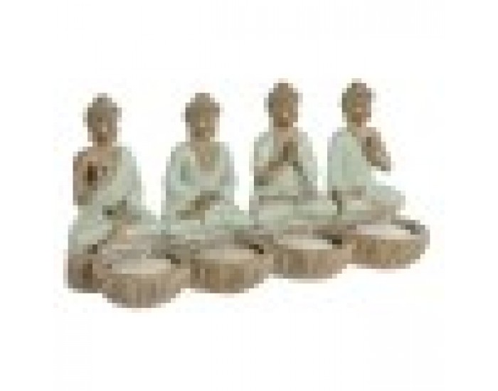 Декоративна фигурка Home ESPRIT Бял Зелен Буда Ориенталски 24 x 9 x 11 cm (2 броя)