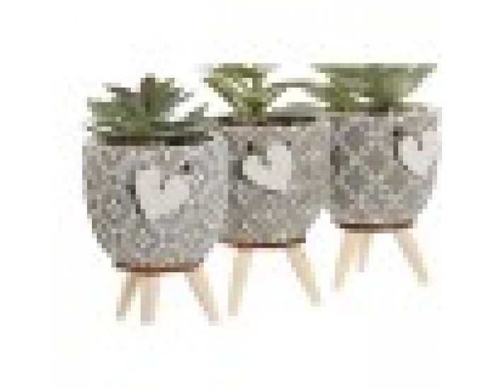 Декоративно Растение Home ESPRIT полиетилен Цимент 9,5 x 9,5 x 12 cm (3 броя)