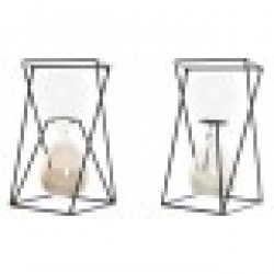 Пясъчен часовник DKD Home Decor Черен Кристал Метал (14 x 14 x 19 cm) (2 броя) - Сувенири, Подаръци, Свещи