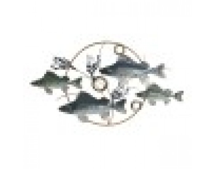 Декорация за стена Home ESPRIT Син Златен Средиземноморско Риби 91 x 4,5 x 50 cm