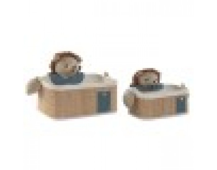 Игра на Кошници Home ESPRIT Зелен Естествен 40 x 32 x 27 cm (2 Части)