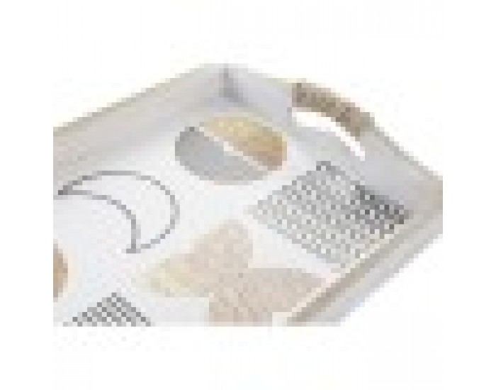 Комплект Подноси DKD Home Decor Черен Златен MDF Бял (40 x 30 x 6 cm) (2 броя)