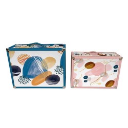 Комплект Декоративни Кутии DKD Home Decor Абстрактен Дървен полиестер (43 x 19 x 34 cm) (2 pcs) - Сувенири, Подаръци, Свещи