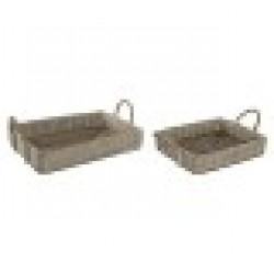 Комплект Подноси Home ESPRIT Естествен Светло кафяв Град 41 x 32 x 16 cm (2 броя) - Сувенири, Подаръци, Свещи