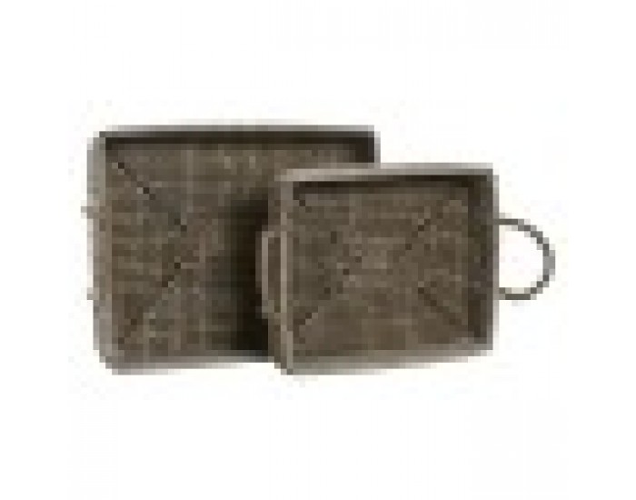 Комплект Подноси Home ESPRIT Естествен Светло кафяв Град 41 x 32 x 16 cm (2 броя)