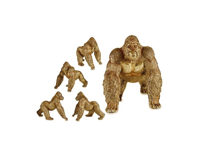 Декоративна фигурка Горила Златен Смола (30 x 35 x 44 cm)