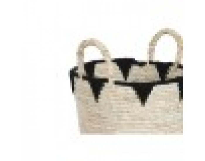 Игра на Кошници Home ESPRIT Черен Естествен Естествено влакно Boho 37 x 37 x 43 cm (3 Части)