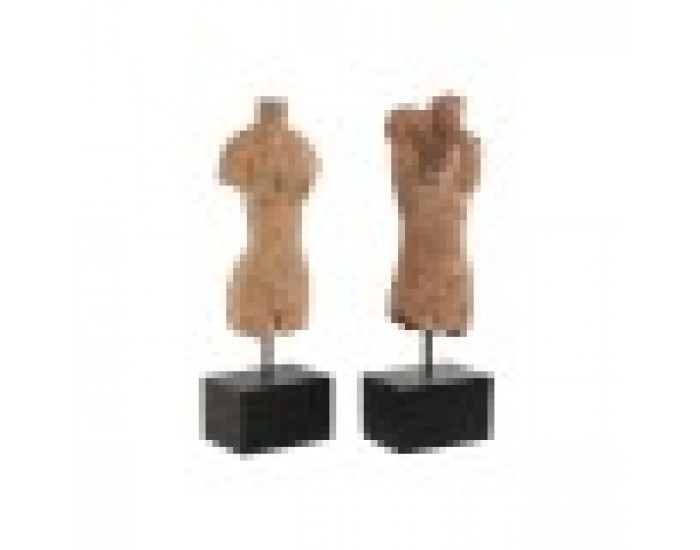 Декоративна фигурка Home ESPRIT Кафяв Черен Дама Мъже 13 x 9 x 40 cm (2 броя)