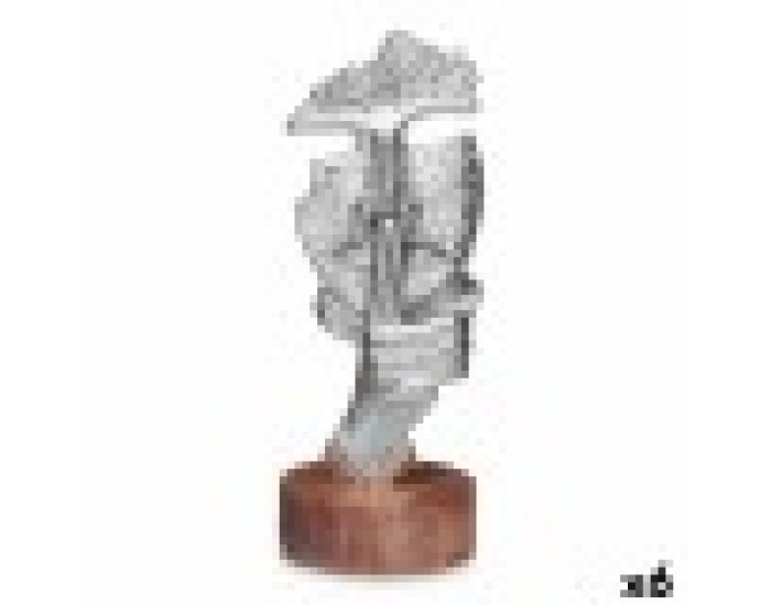 Декоративна фигурка Лице Сребрист Дървен Метал 12 x 29 x 11 cm