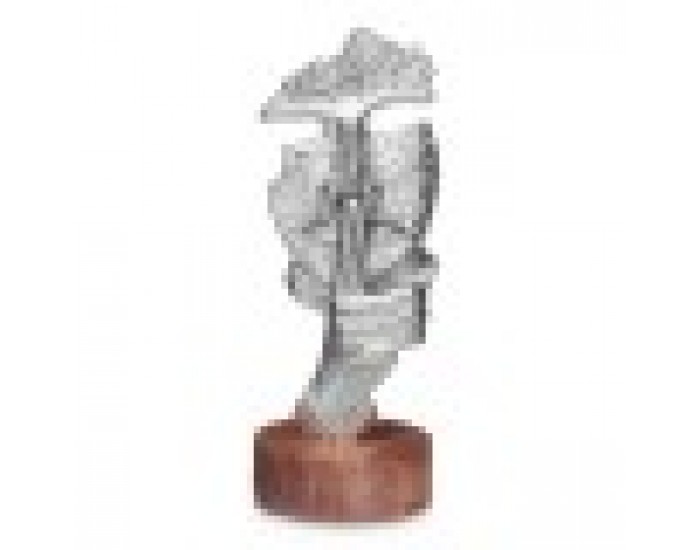 Декоративна фигурка Лице Сребрист Дървен Метал 12 x 29 x 11 cm