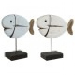 Декоративна фигурка Home ESPRIT Бял Естествен Риба Завършек със състаряващо покритие (2 броя) - Сувенири, Подаръци, Свещи