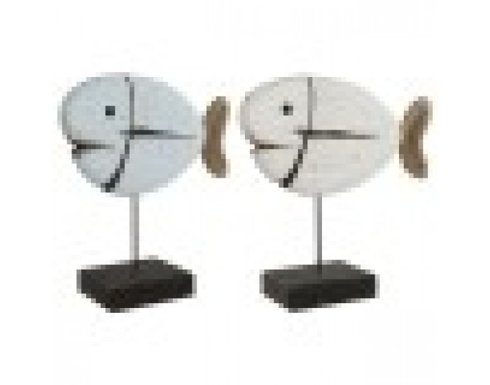 Декоративна фигурка Home ESPRIT Бял Естествен Риба Завършек със състаряващо покритие (2 броя)