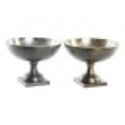 Украса за център на маса DKD Home Decor Сребрист Златен Алуминий Модерен (25 x 25 x 19 cm) (2 броя) - Сувенири, Подаръци, Свещи