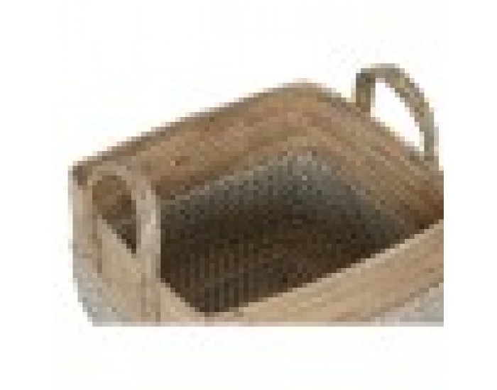 Игра на Кошници Home ESPRIT Бял Естествен Светло кафяв PVC Морска трева Тръстики 43 x 38 x 36 cm (2 Части)