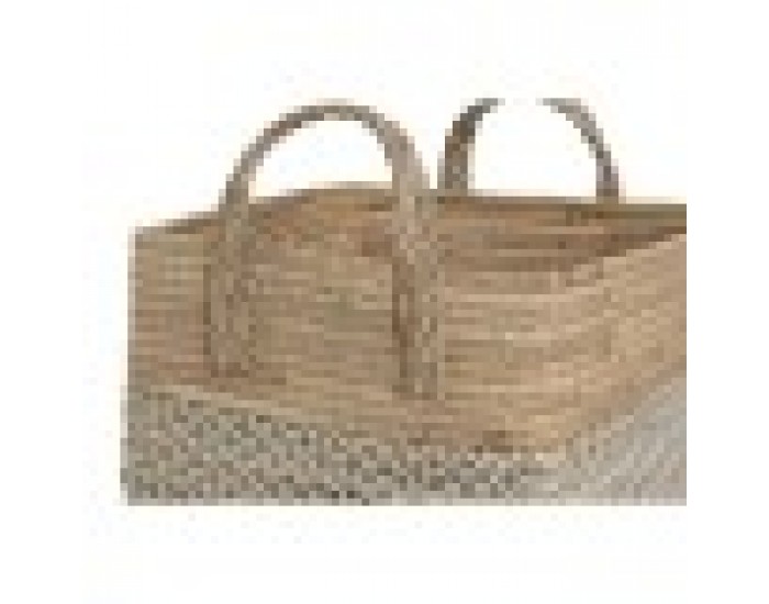Игра на Кошници Home ESPRIT Бял Естествен Светло кафяв PVC Морска трева Тръстики 43 x 38 x 36 cm (2 Части)
