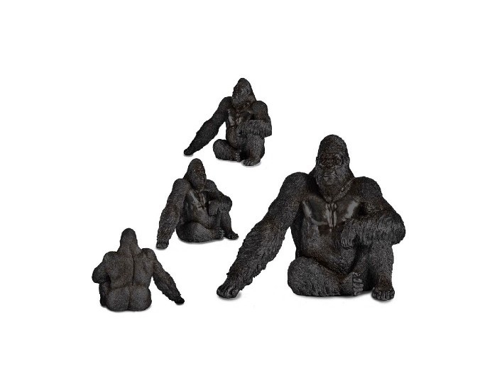 Декоративна фигурка Горила Черен Смола (34 x 50 x 63 cm)