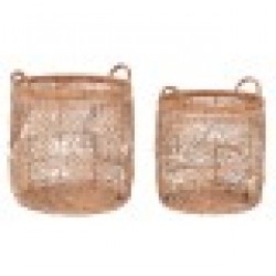 Игра на Кошници DKD Home Decor Естествен Светло кафяв Тропически 40 x 40 x 47 cm Игра на Кошници DKD Home Decor Естествен Светло кафяв Тропически 40 x 40 x 47 cm - Сувенири, Подаръци, Свещи