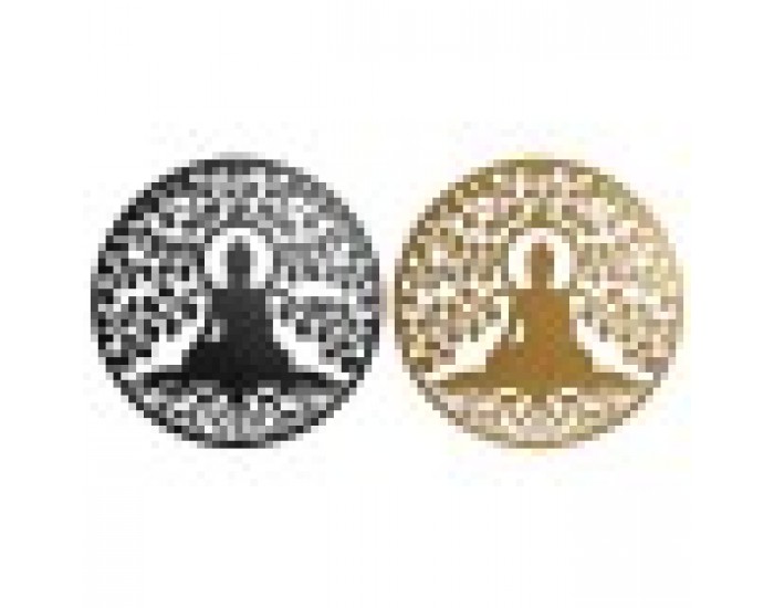 Декорация за стена Home ESPRIT Черен Златен Буда Ориенталски 100 x 1 x 100 cm (2 броя)