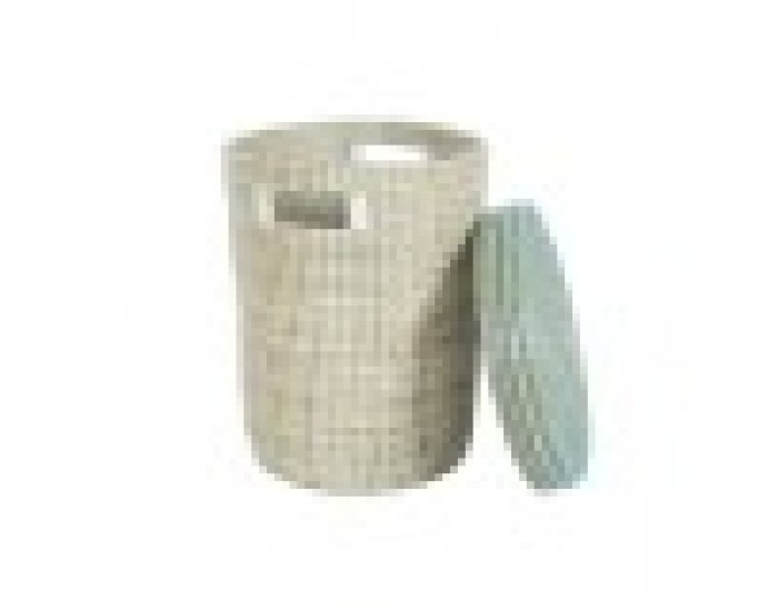 Игра на Кошници DKD Home Decor Син Бял Естествен Морска трева 44 x 44 x 51 cm