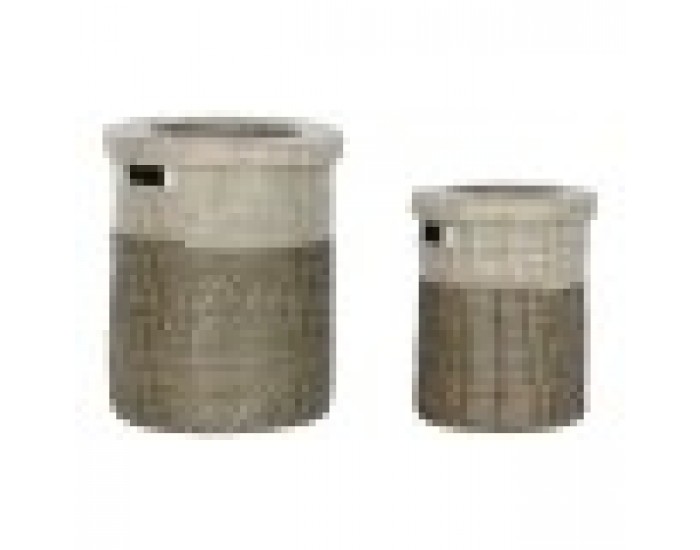 Игра на Кошници Home ESPRIT Бял Черен Естествен Морска трева 44 x 44 x 51 cm (2 Части)