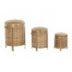 Игра на Кошници DKD Home Decor Естествен Бамбук (31 x 31 x 44 cm) (3 Части) Игра на Кошници DKD Home Decor Естествен Бамбук (31 x 31 x 44 cm) (3 Части) - Сувенири, Подаръци, Свещи