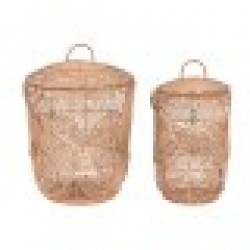 Игра на Кошници DKD Home Decor Естествен Светло кафяв Тропически 45 x 45 x 57 cm Игра на Кошници DKD Home Decor Естествен Светло кафяв Тропически 45 x 45 x 57 cm - Сувенири, Подаръци, Свещи