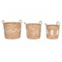 Игра на Кошници DKD Home Decor Бял Естествен Въже Морска трева Boho 46 x 46 x 48 cm Игра на Кошници DKD Home Decor Бял Естествен Въже Морска трева Boho 46 x 46 x 48 cm - Сувенири, Подаръци, Свещи