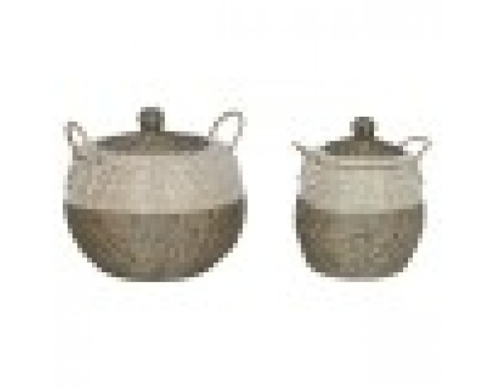 Игра на Кошници Home ESPRIT Бял Черен Естествен 45 x 45 x 48 cm (2 Части)