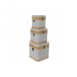 Комплект Декоративни Кутии DKD Home Decor Сив Дървен полиестер (3 pcs) - Сувенири, Подаръци, Свещи