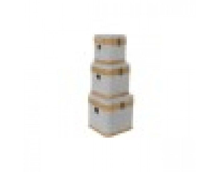 Комплект Декоративни Кутии DKD Home Decor Сив Дървен полиестер (3 pcs)